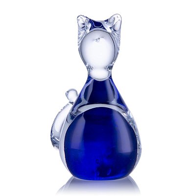 Skleněná kočka - Modrá - obrázek