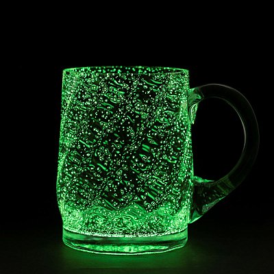 Fluorescenční - svítící skleněný půllitr - ZELENÝ - obrázek