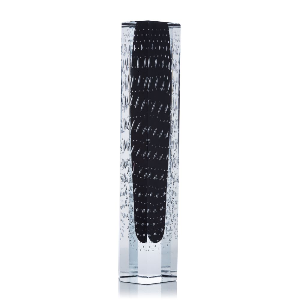 Skleněná broušená váza "Black with bubbles" - obrázek