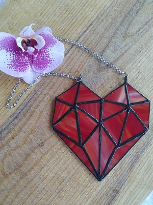 Origami - Srdce - vitráž - obrázek