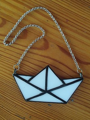 Origami - Loďka - vitráž - obrázek