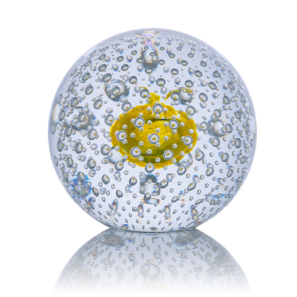 Skleněná koule "BUBBLES" - žlutá - obrázek