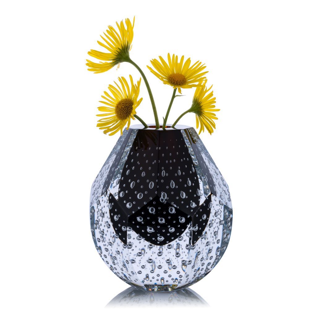 Skleněná broušená váza "Midnight rain" - obrázek