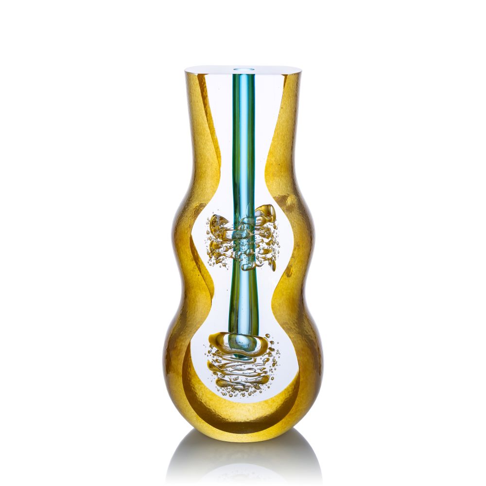 Skleněná broušená váza "Topas green" - obrázek