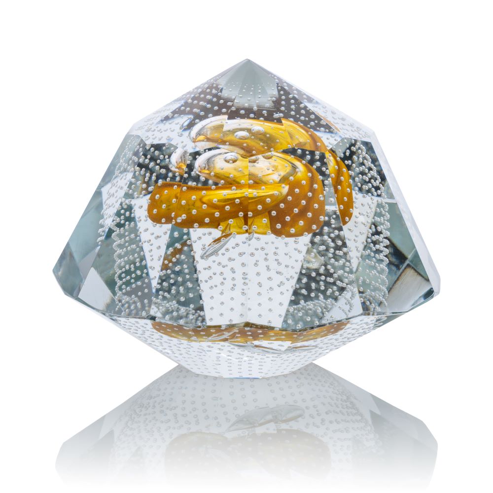 Diamant "Yellow" - broušený skleněný objekt - obrázek