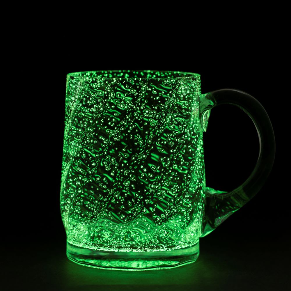 Fluorescenční - svítící skleněný půllitr - ZELENÝ - obrázek