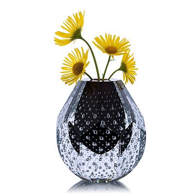 Skleněná broušená váza "Midnight rain" - obrázek