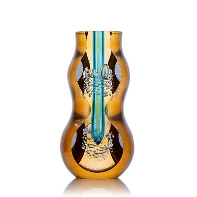 Skleněná broušená váza "Lights topaz blue" - obrázek