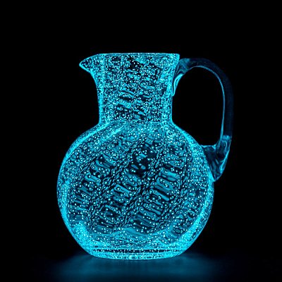Fluorescenční - svítící skleněný džbán - MODRÝ - obrázek
