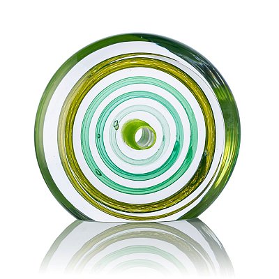 Skleněný broušený objekt - RING - GREEN - obrázek