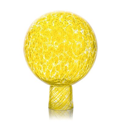 Skleněná koule na plot - Žlutá - Soda - 14cm - obrázek