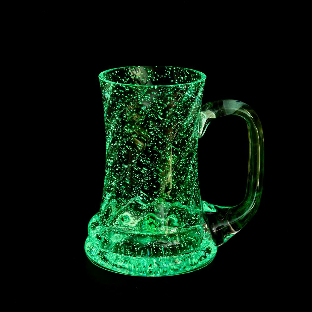 Fluorescenční svítící skleněný půllitr ZELENÝ - obrázek
