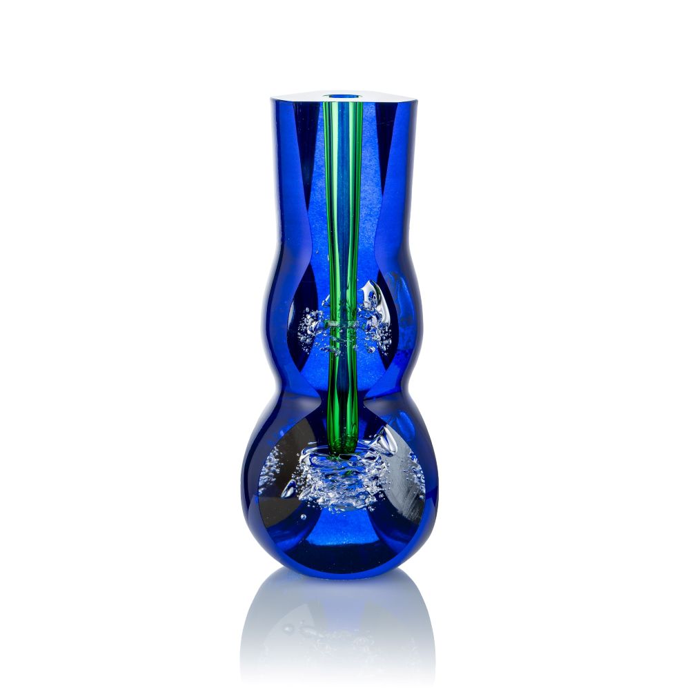 Skleněná broušená váza Dark blue Kolekce Glass Rainbow - obrázek