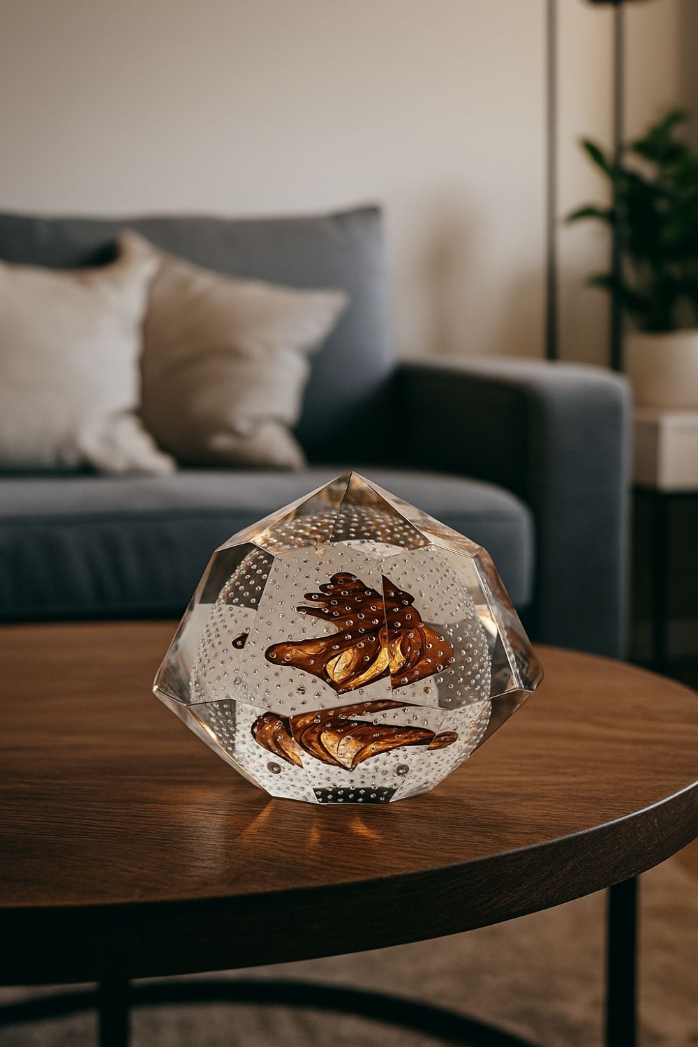 Diamant Brown broušený skleněný objekt - obrázek