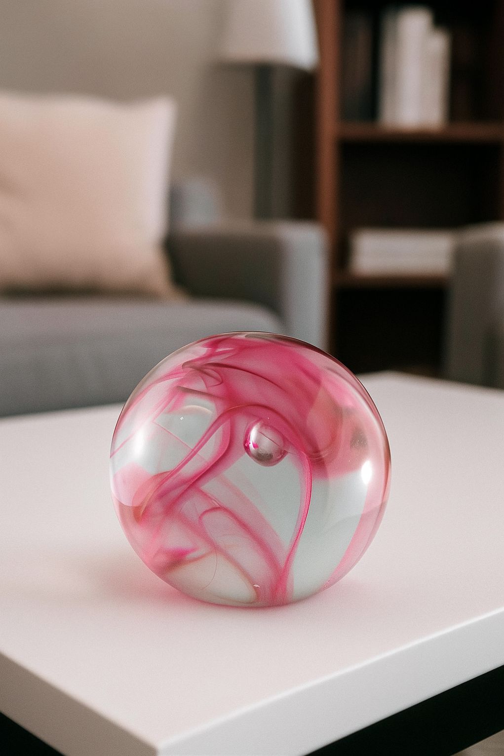 Skleněné těžítko Pink spiral - obrázek