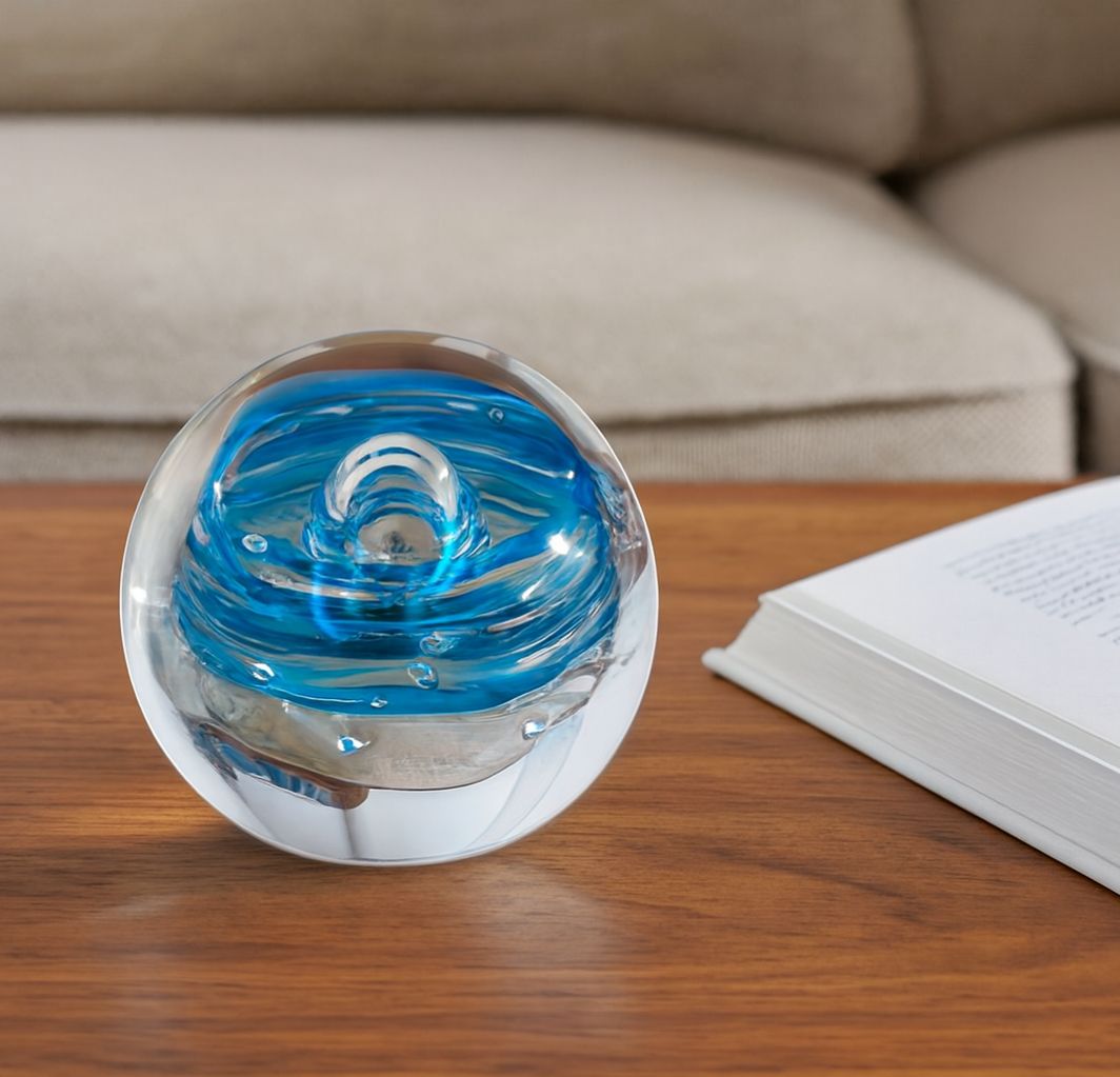 Skleněné těžítko Turquoise spiral - obrázek