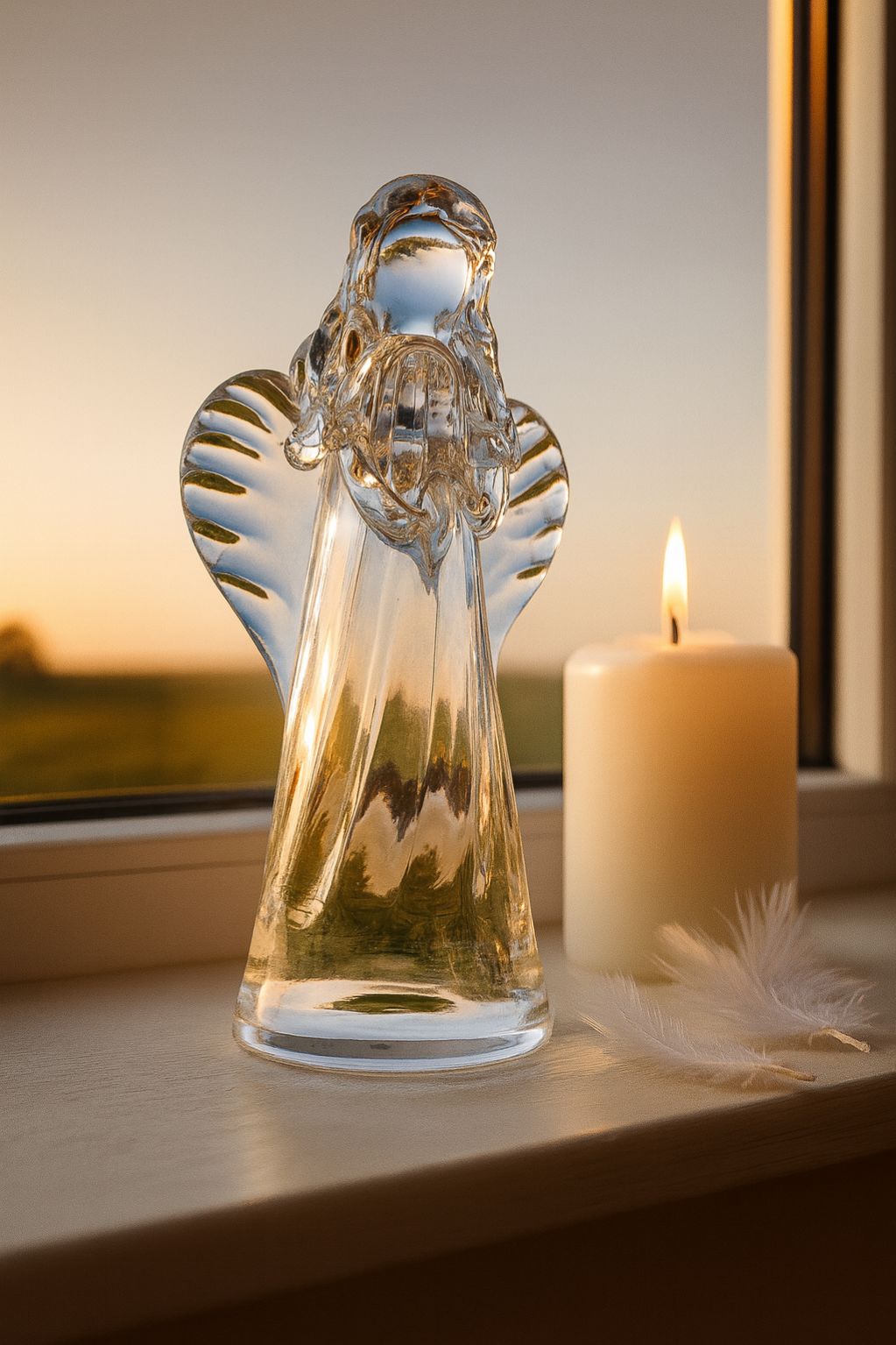 Skleněný anděl křišťál 12cm - obrázek