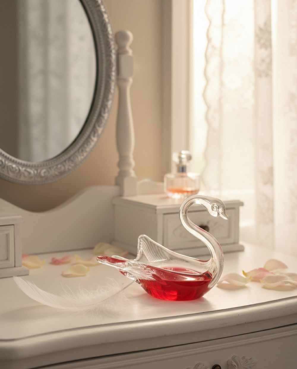 Skleněná labuť Červená - obrázek