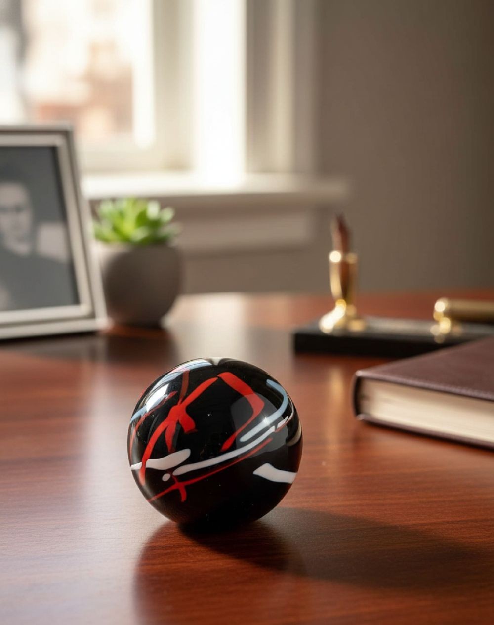 Skleněné těžítko černé Geometrie - obrázek