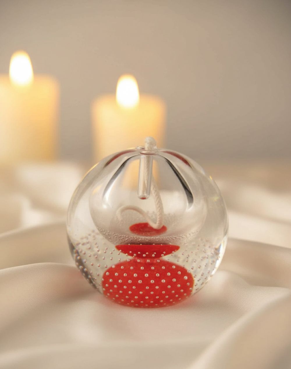 Skleněná olejová lampa Červená - obrázek