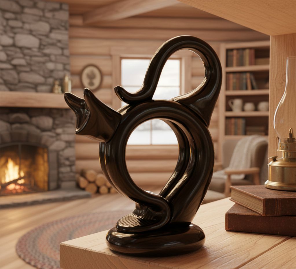 Skleněná kočička Černá - obrázek