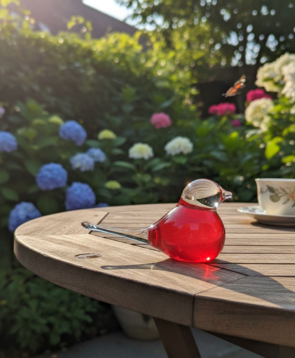 Skleněný ptáček Červený - obrázek