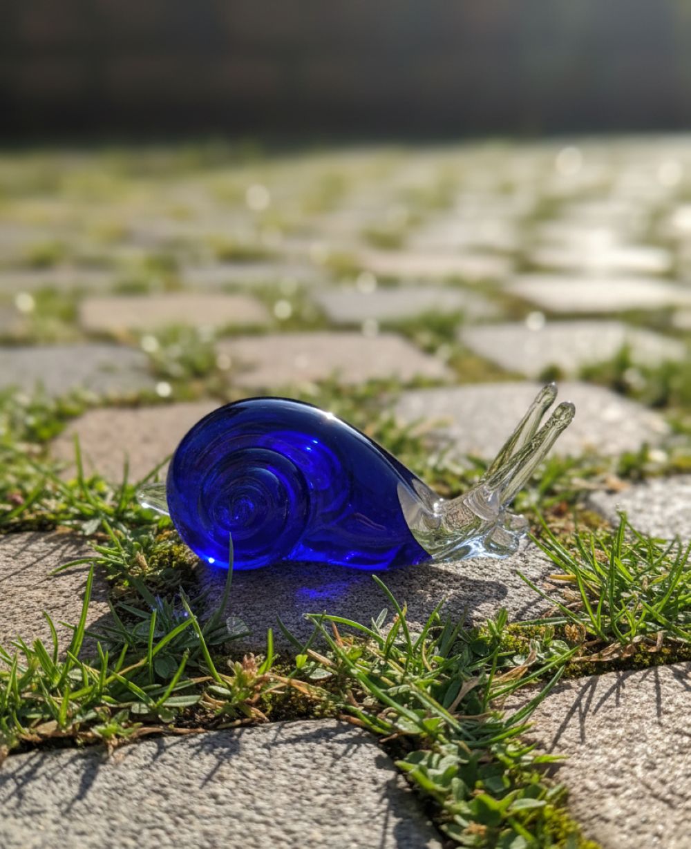 Skleněný šnek Tmavě modrý - obrázek