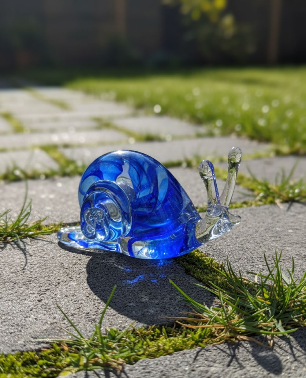 Skleněný šnek Tmavě modrá spirála - obrázek