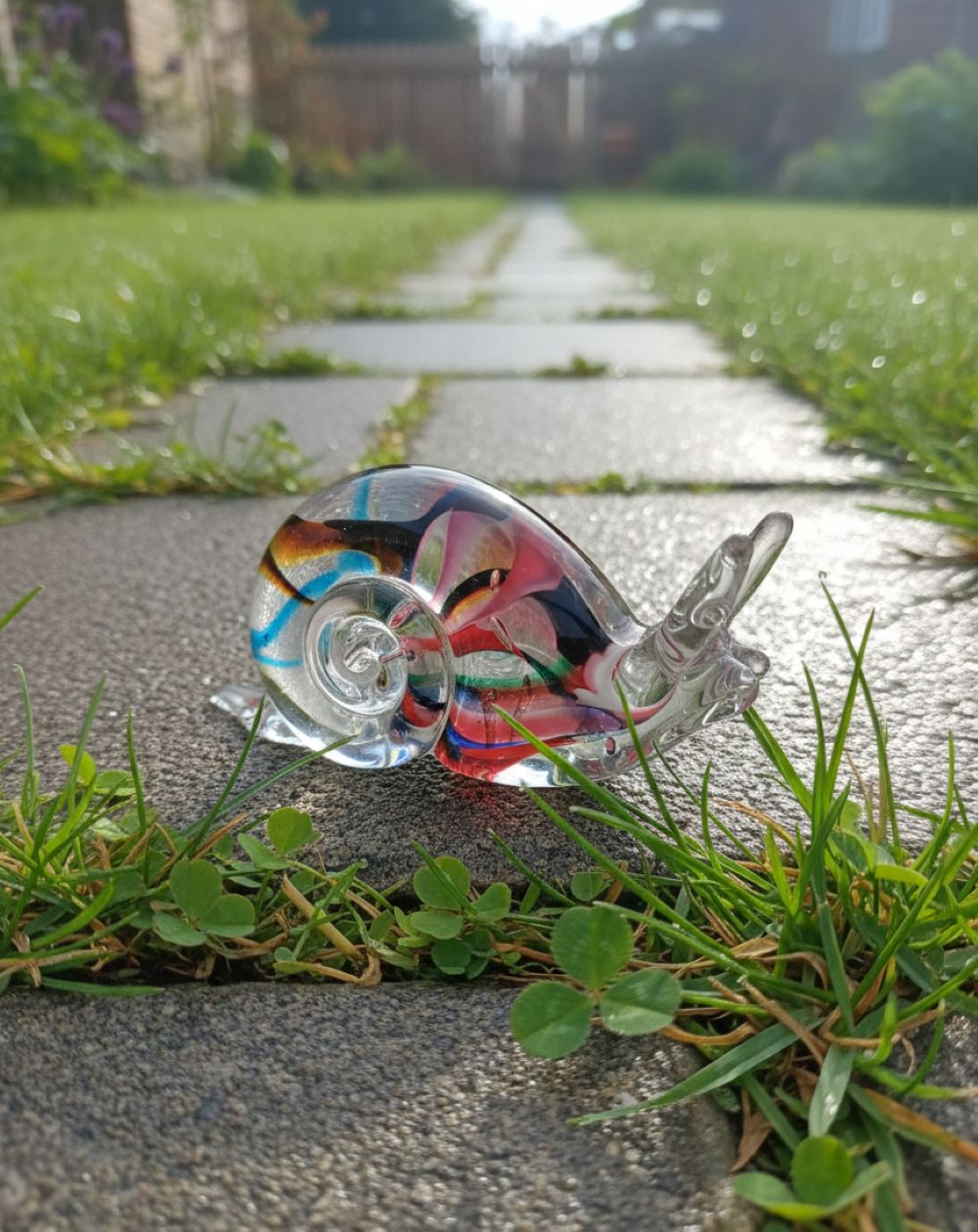 Skleněný šnek Multi transparent - obrázek