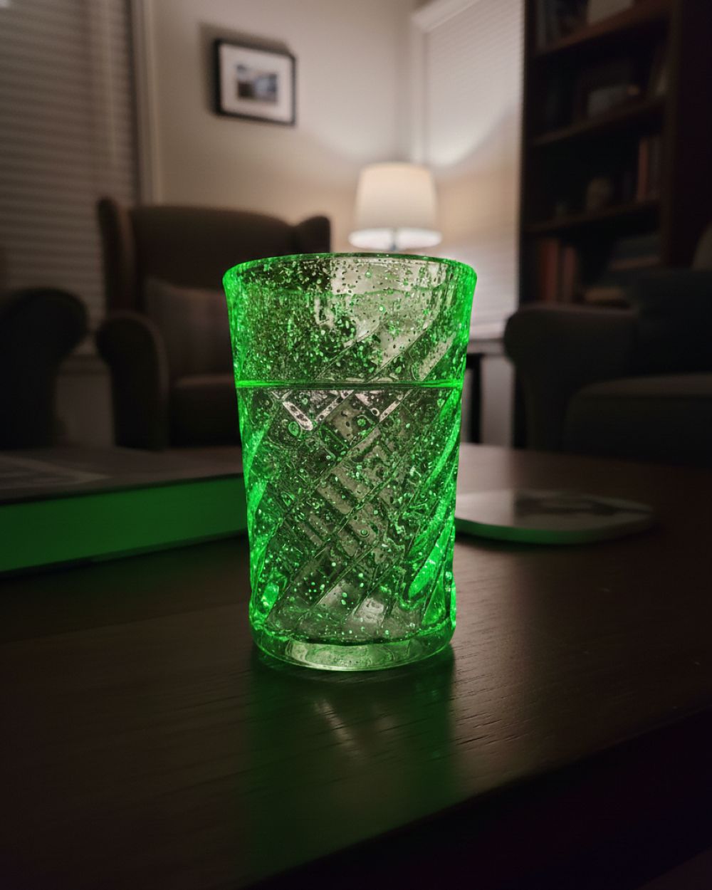 Fluorescenční svítící sklenice Zelená - obrázek