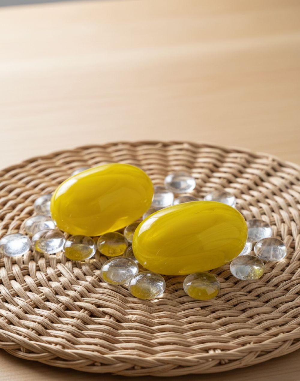 Skleněný kamínek Žlutý - obrázek