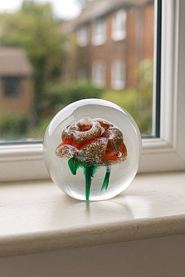 obr/003/i003649-sklenene-tezitko-ruzebilor.jpg Skleněné těžítko Růže v ranní rose REDWHITE - obrázek