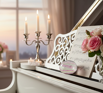 Skleněný kamínek se slídou - obrázek