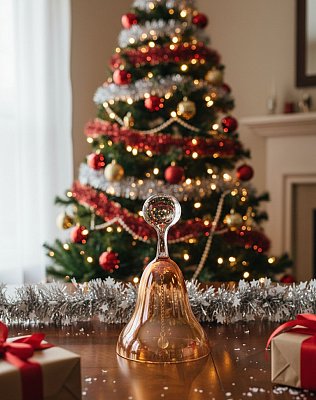 Skleněný zvoneček oranžový - obrázek