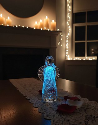 Skleněný anděl s fluorescenčním pigmentem 12cm Modrý - obrázek