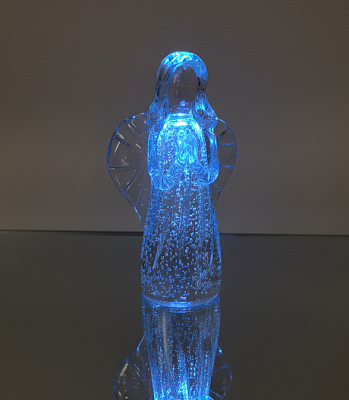 Skleněný anděl s fluorescenčním pigmentem 20cm Modrý - obrázek