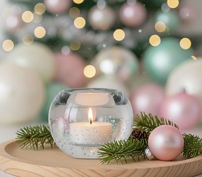 Skleněný svícen na čajovou svíčku Křišťál - obrázek