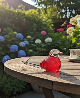 Skleněný ptáček Červený - obrázek