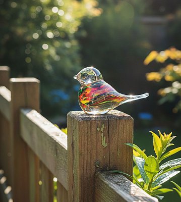 Skleněný ptáček Multi transparent spirála - obrázek