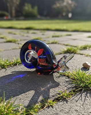 Skleněný šnek s Modročervenou spirálou - obrázek