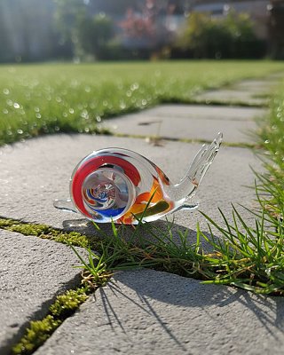 Skleněný šnek Multi světlý - obrázek