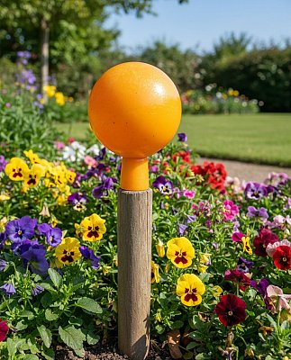 Skleněná koule na plot Oranžová poloopál 14cm - obrázek