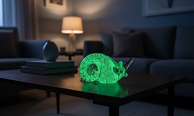 obr/003/i003948-skleneny-snek-sviti.jpg Skleněný šnek s fluorescenčním pigmentem - obrázek