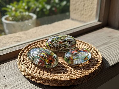 obr/003/i003995-skleneny-kaminek-slida2.jpg Skleněný kamínek Multi se slídou - obrázek