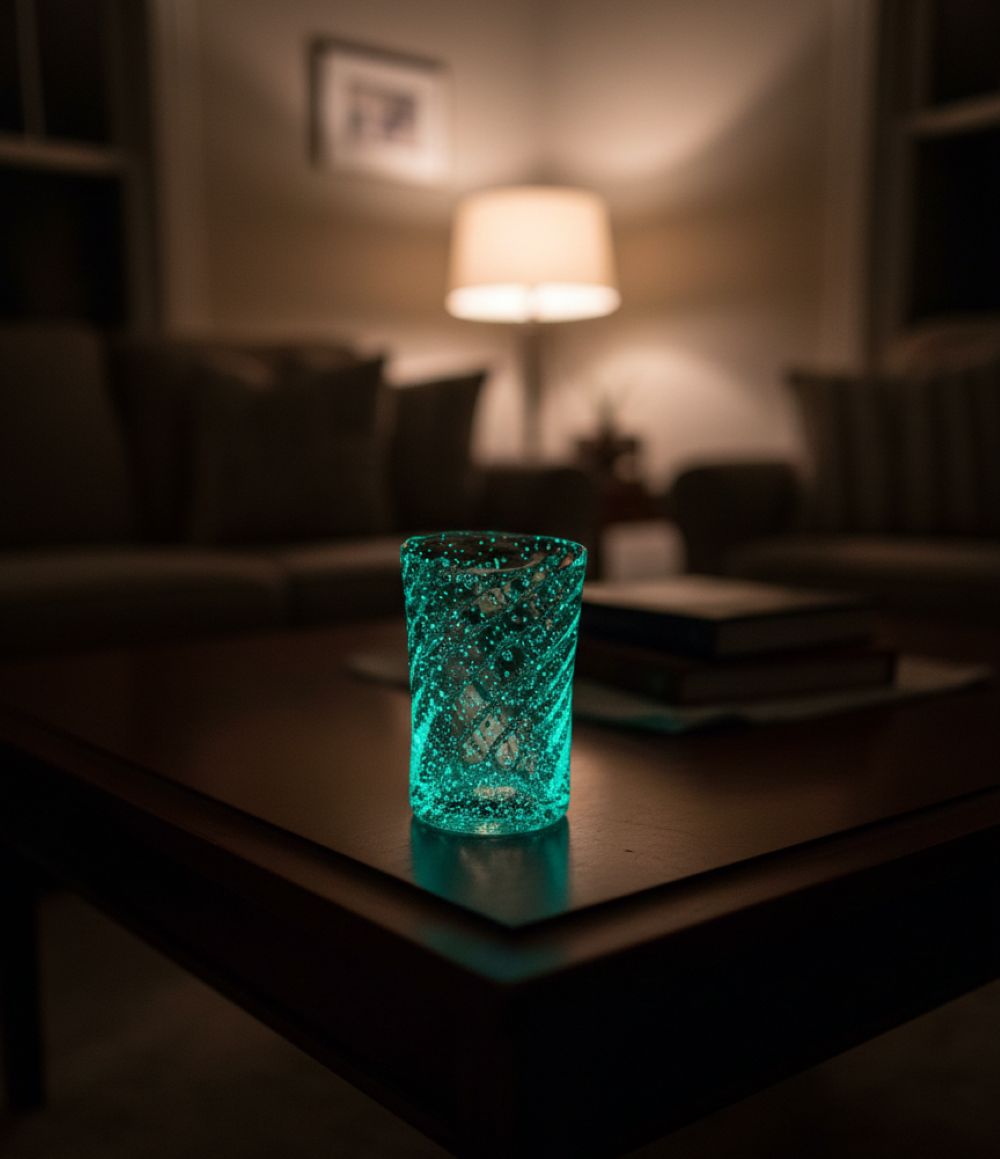 Fluorescenční svítící sklenice  MODRÁ - obrázek