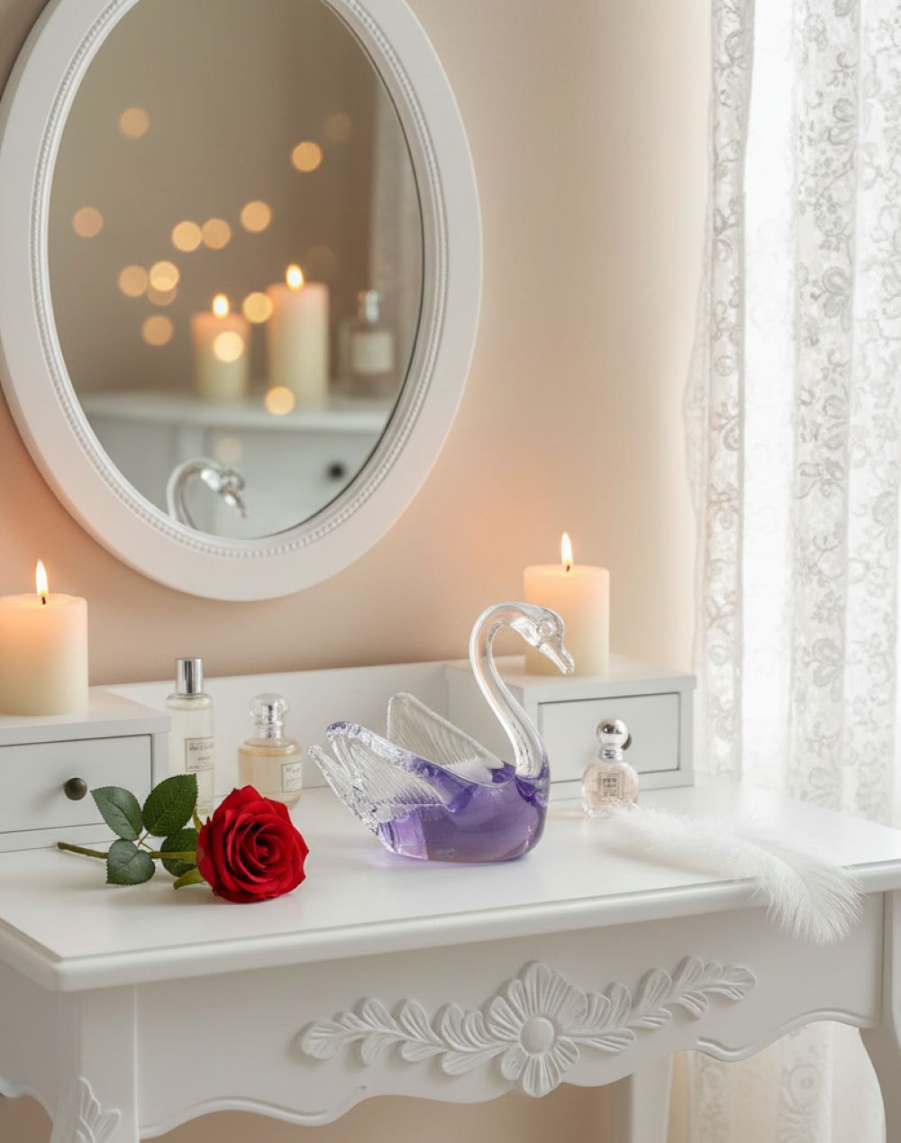 Skleněná labuť Fialová - obrázek