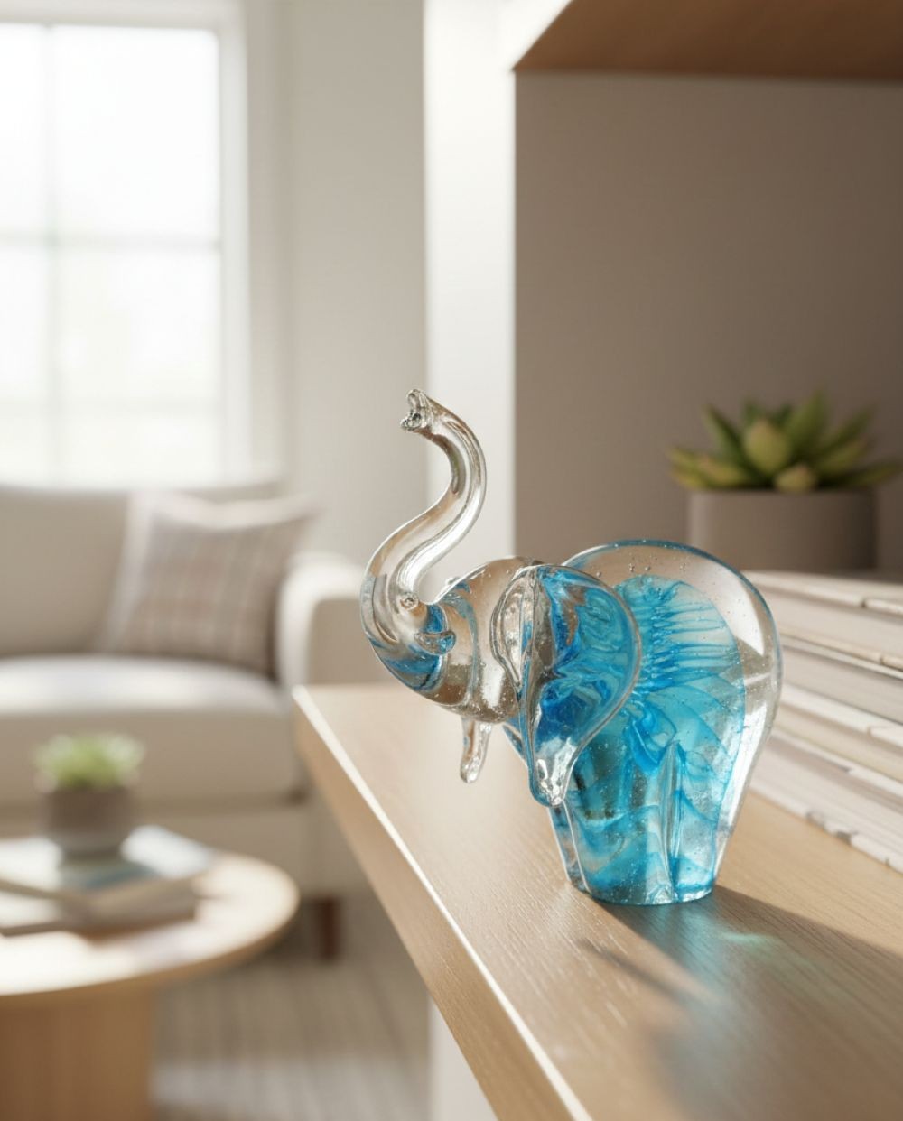 Skleněný slon Světle modrý - obrázek