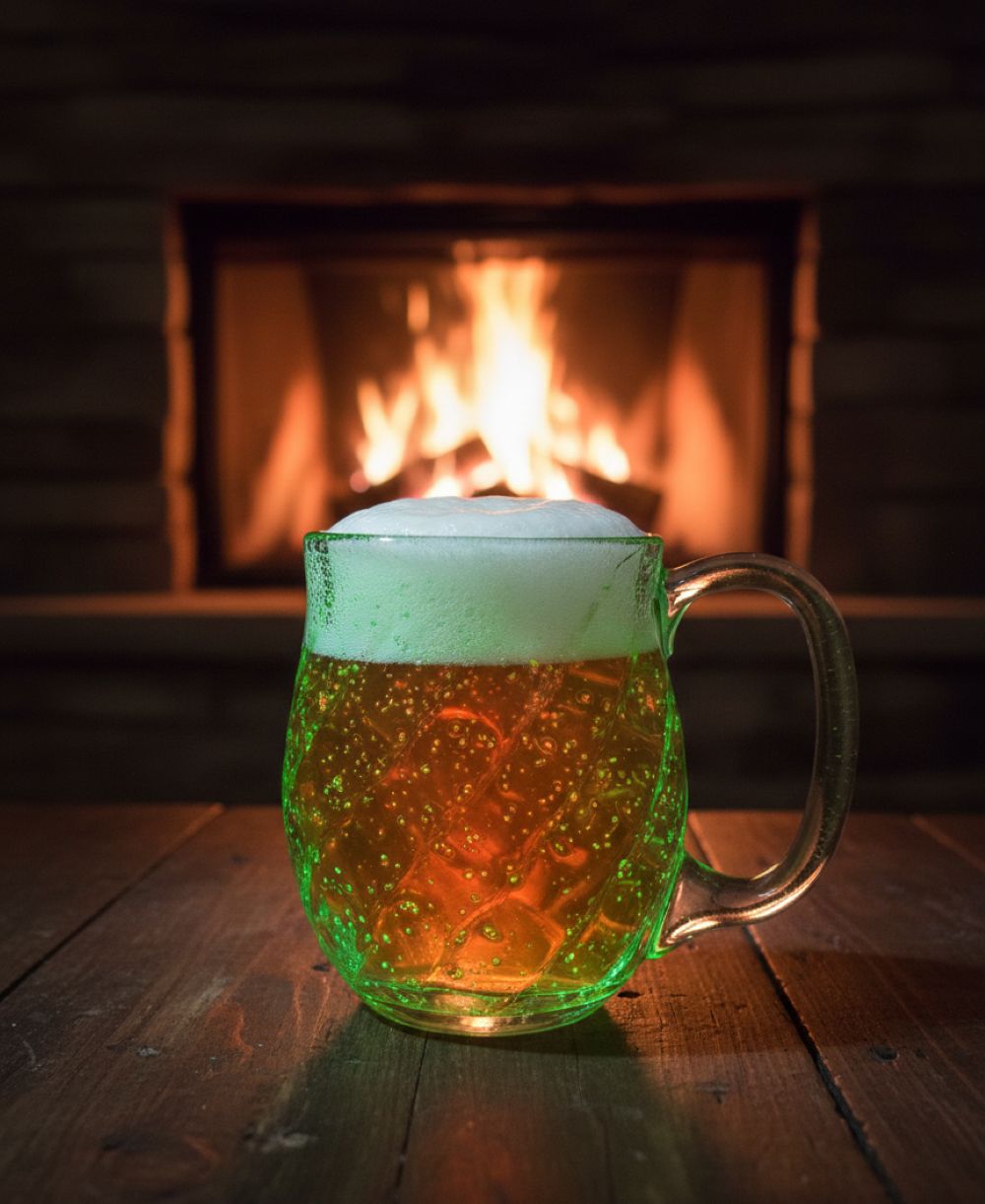 Fluorescenční svítící skleněný půllitr ZELENÝ - obrázek