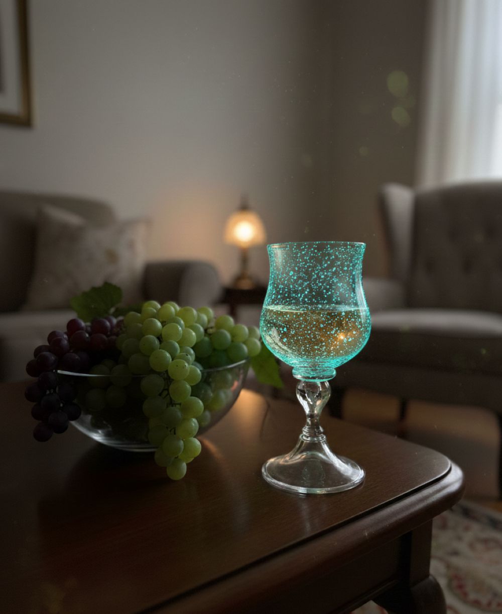 Fluorescenční svítící sklenice na víno Modrá - obrázek