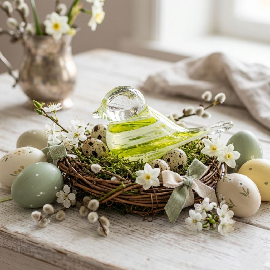 Skleněný ptáček zelený - obrázek